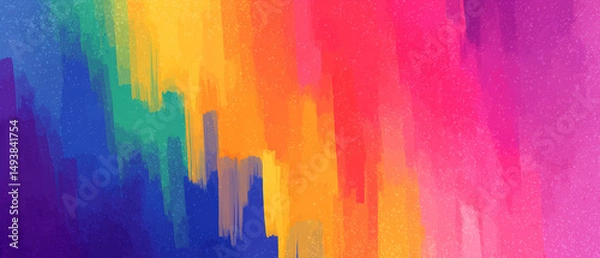 Obraz abstract, colorful, rainbow watercolor backgroundwith colors melting and changing from violet through red, pink, orange, yellow up to blue