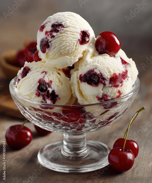 Fototapeta Cherry Ice Cream created with Generative AI Technology, ai, generative