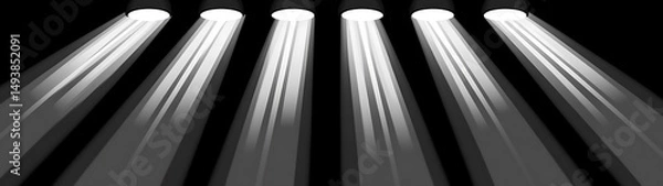 Fototapeta Spotlight beams on dark background