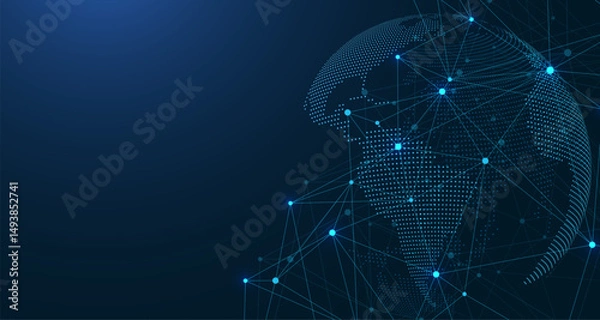 Obraz Global network connection concept. Big data visualization. Social network communication in the global computer networks. Internet technology. Business. Science. Vector illustration