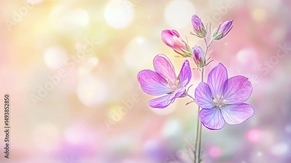 Fototapeta A captivating view of vibrant purple flowers in full bloom, set against a soft bokeh background