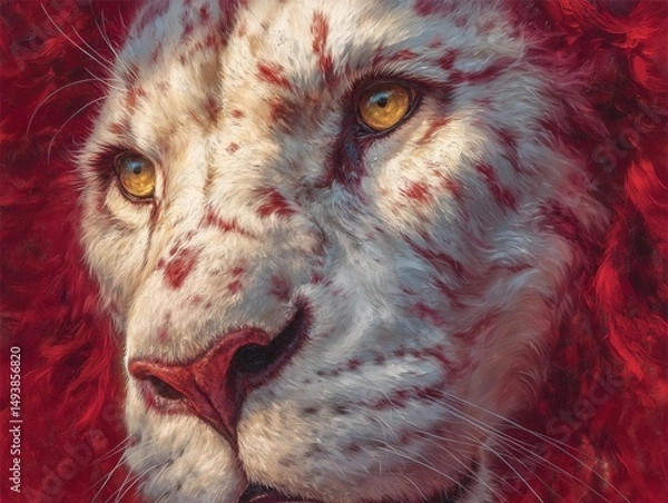 Obraz Majestic Lion Close-Up Wildlife Sanctuary Portrait Photography Natural Habitat Intimate View Unique Features