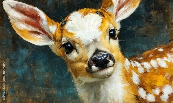 Obraz Playful Fawn in Nature Wildlife Photography Close-Up Serene Environment Artistic View Wildlife Conservation