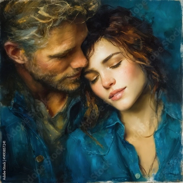 Obraz Emotional Connection Between Lovers Intimate Setting Portrait Art Romantic Mood Close-Up View Love and Affection