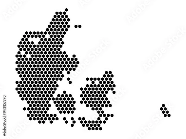 Fototapeta Hexagonal Grid map of Denmark Small