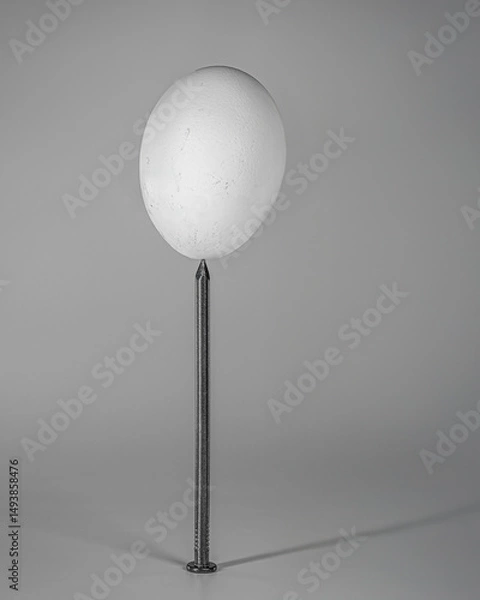 Fototapeta Egg Balanced on a Nail Point