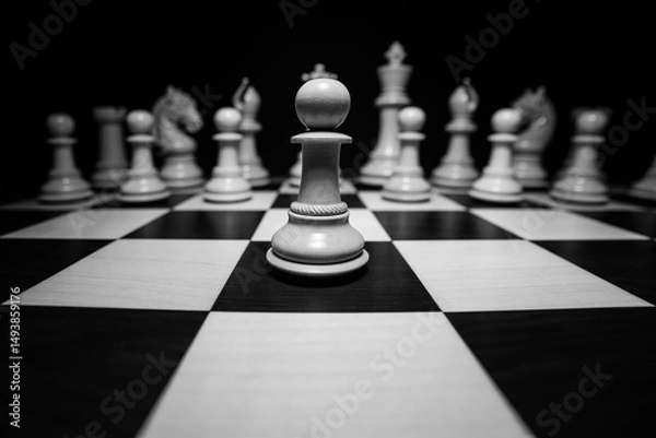 Fototapeta Dramatic scene of a chess board strategy