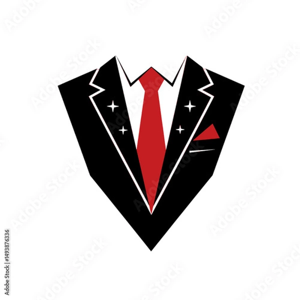Fototapeta Elegant Black Suit with Red Tie Icon