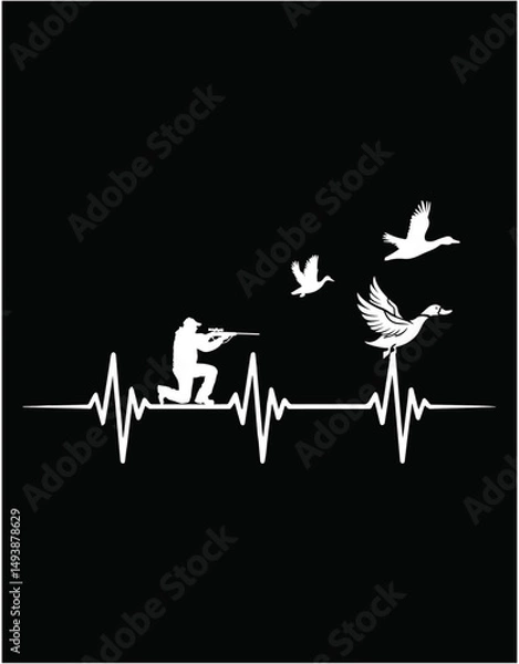 Fototapeta Heartbeat Bird Shooting Hunting Duck Goose Hunter Quail - printable editable vector art file.