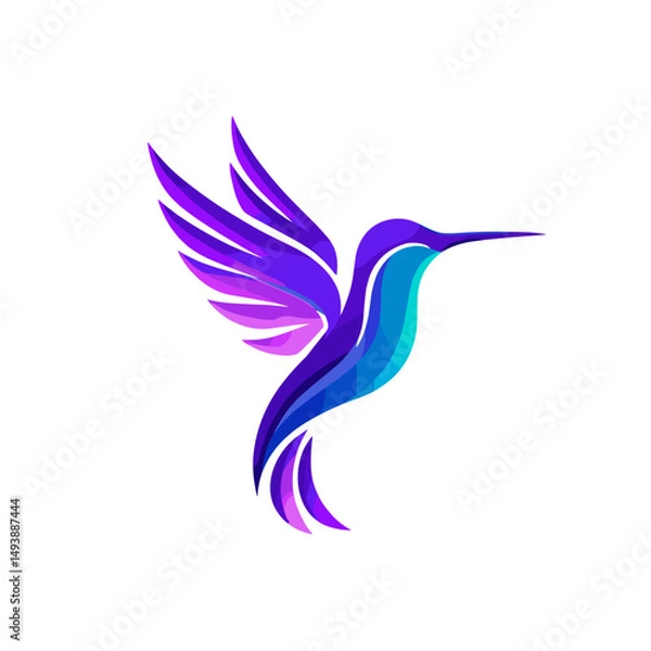 Fototapeta Colorful hummingbird logo design showcasing vibrant shades with modern artistic elements representing grace and speed in nature