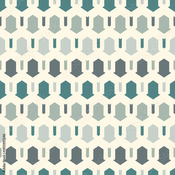 Fototapeta Seamless ethnic vector. Tribal wallpaper. Arrows ornament. Geometrical pattern. Geometric backdrop. Mosaics motif. Grid background. Textile print. Ethnical design. Abstract image.
