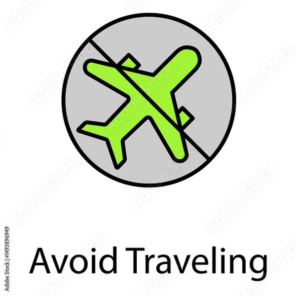 Fototapeta Avoid Traveling Vector Icon Indicating Travel Restrictions