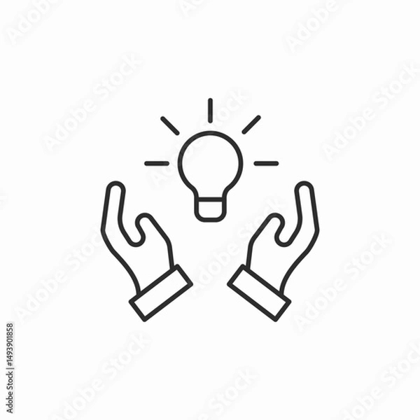 Fototapeta hands holding bulb finding idea icon sign vector