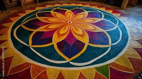 Obraz Colorful circular design painted on a floor.