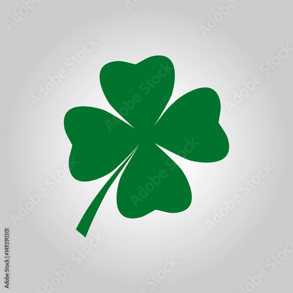 Fototapeta Leaf clover sign icon. Saint patrick symbol. Ecology concept. Flat design style.