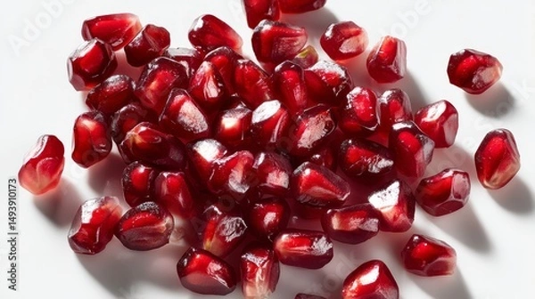 Obraz Vibrant Red Pomegranate Arils Scattered on a Bright Surface Inviting a Burst of Flavor