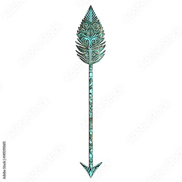 Fototapeta Artistic Arrow with Intricate Delicate Patterns in the Legend of Zealoa Isolated on Transparent Background