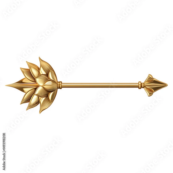 Obraz A Satin Gold Arrow with Jain Lotus Ponds Temple Pur Isolated on Transparent Background