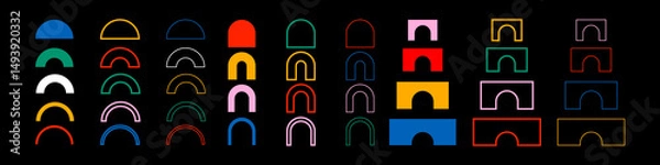 Fototapeta Abstract brutal arch, geometric shapes. Graphic art figures rainbow.Vector illustration.