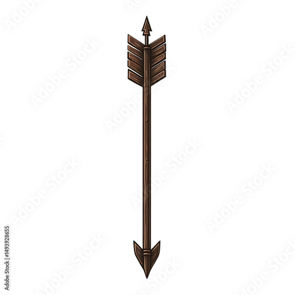 Obraz Bold Arrow with Distinctive Edges in Forest Brown Isolated on Transparent Background