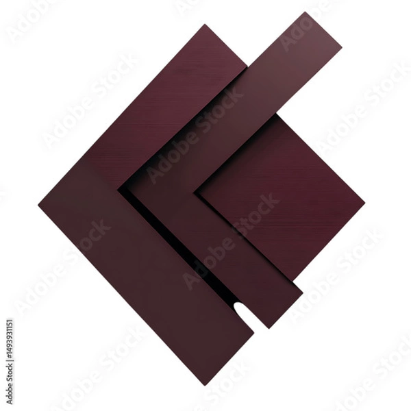 Obraz Abstract Arrow with Overlapping Layers in Deep Maro Isolated on Transparent Background