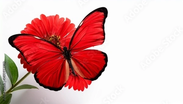 Obraz beautiful red butterfly on white background