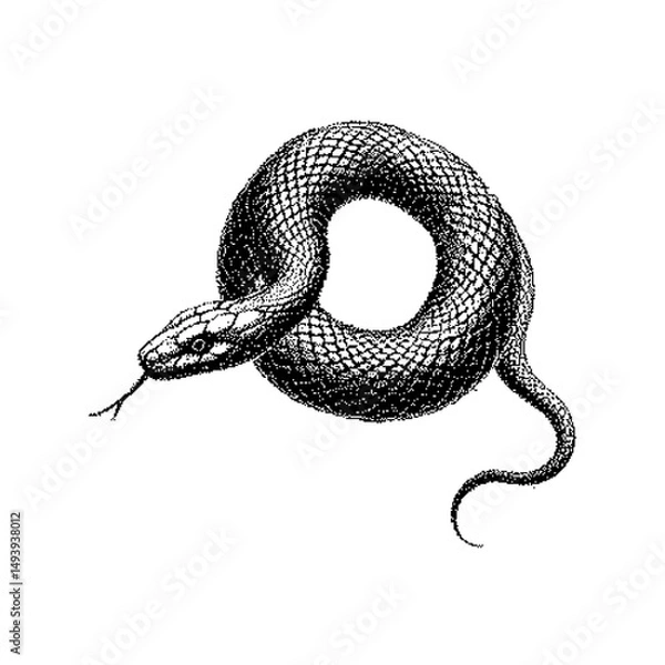 Obraz Intricate illustration of a coiled snake, showcasing fine linework and detailed scales.
