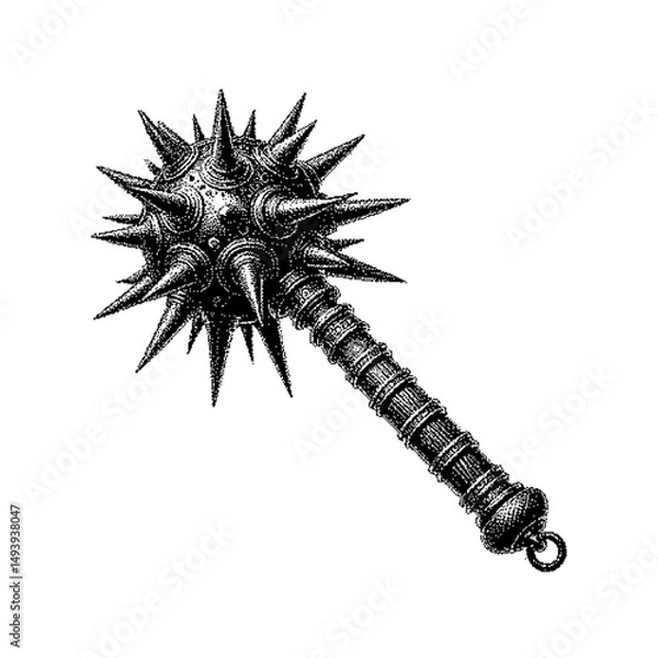 Obraz Illustration of a spiked medieval mace with ornate details