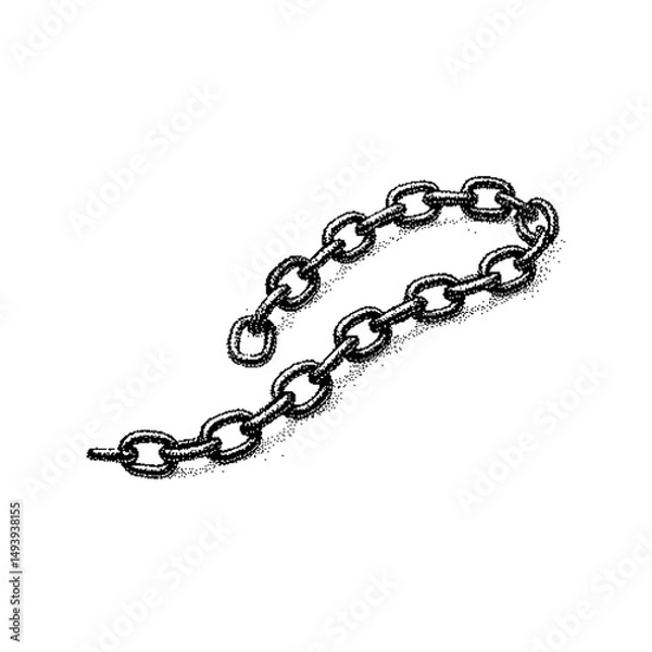 Obraz Black metal chain with interlocking links, showcasing a simple industrial design