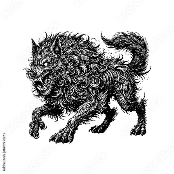 Obraz Illustration of a furry, mythical creature with intricate detailing.