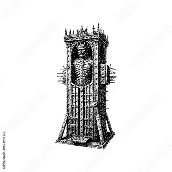 Obraz Wooden figure in a gothic style, intricately carved with detailed textures.