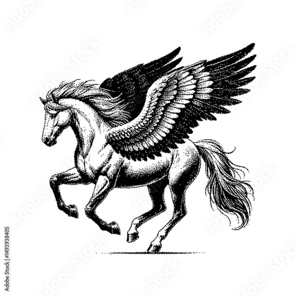 Obraz Winged horse illustration featuring a dynamic pose and intricate details
