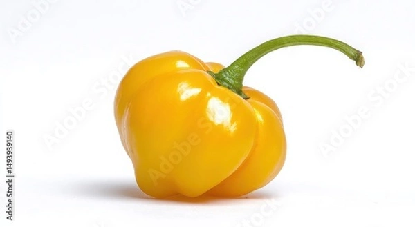 Obraz Fresh Yellow Bell Pepper Isolated on White Background Vibrant Color Vegetable Image