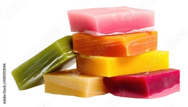 Obraz Colorful Handmade Soap Bars Stacked High a Vibrant Collection of Aromatic Soaps