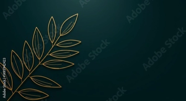 Obraz Golden Branch on Dark Green Background