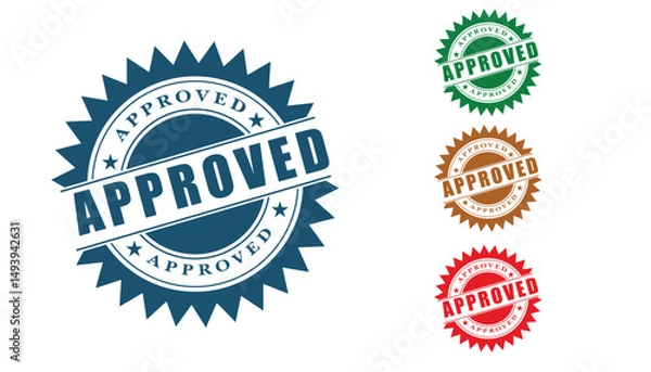 Obraz Approved Seal Stamps Set in Various Colors for Business Certification