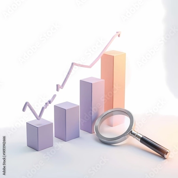 Fototapeta Business Graph and Magnifying Glass