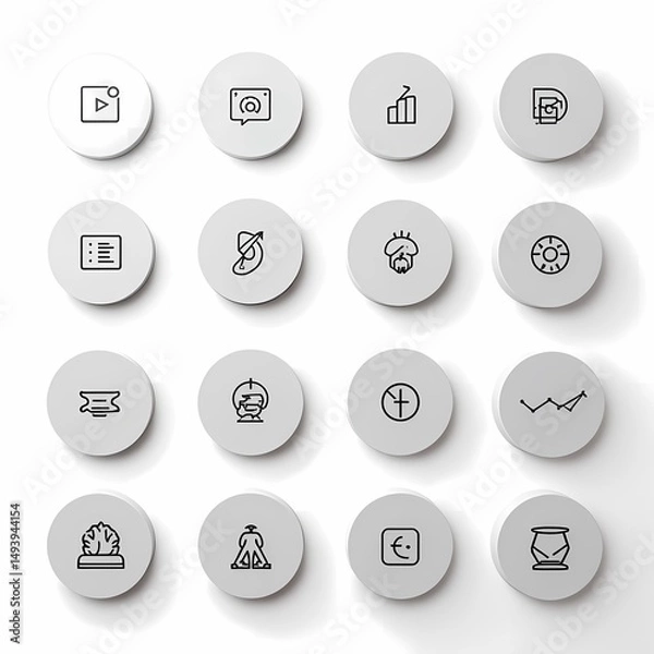 Fototapeta Gray Circle with Various Line Icons