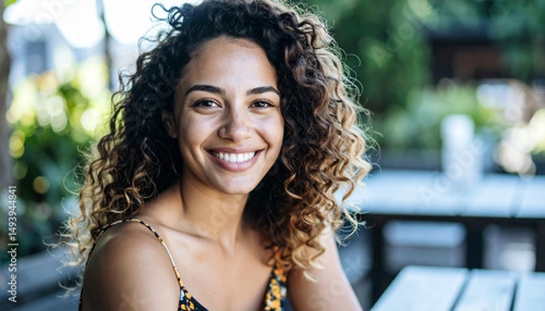 Obraz Frau im Biergarten