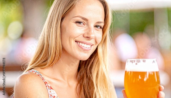 Obraz Frau im Biergarten