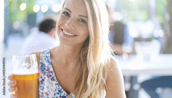 Obraz Frau im Biergarten