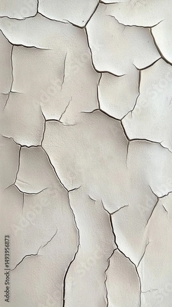 Fototapeta Cracked, light-grey surface; desiccated texture.