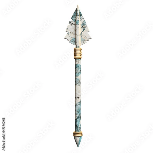 Obraz A Sleek Marble Arrow with Turquoise Veining Morocca Isolated on Transparent Background