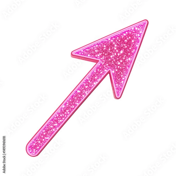 Obraz A Glowing Neon Pink Arrow with Glitter Effects Part Isolated on Transparent Background