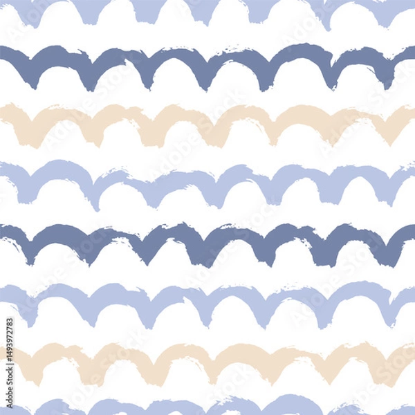 Fototapeta Vector seamless pattern. Abstract background with curved brush strokes. Monochrome, hand-drawn texture. Artistic curved lines create a dynamic and organic feel.  Modern surface design.