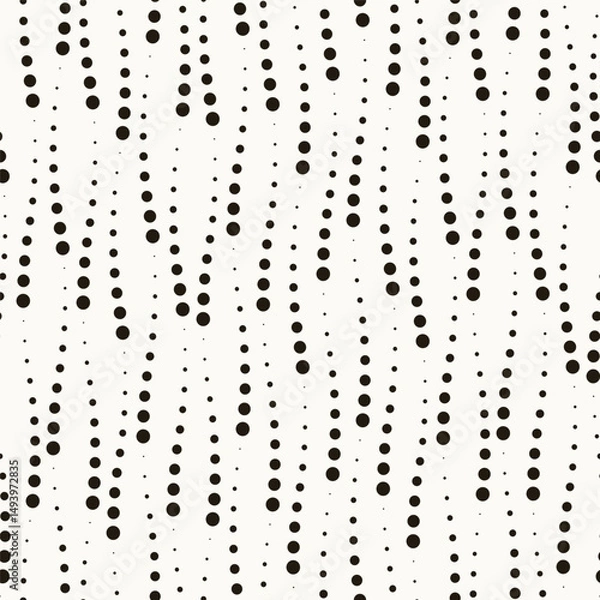 Fototapeta Vector seamless pattern. Dotted stylish background. Smooth waves with black circles. Elegant geometric swatch. Modern surface design.
