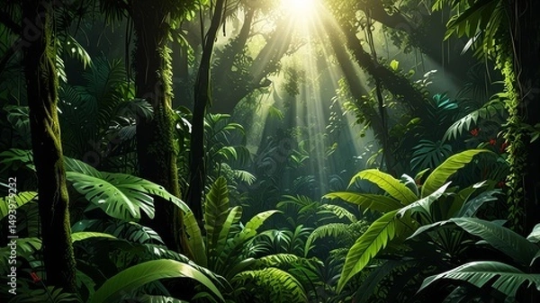 Obraz Green prehistoric jungle