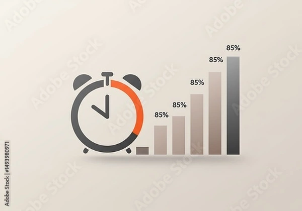 Fototapeta Alarm Clock Progress: Ascending Bar Graph with Minimalist Design