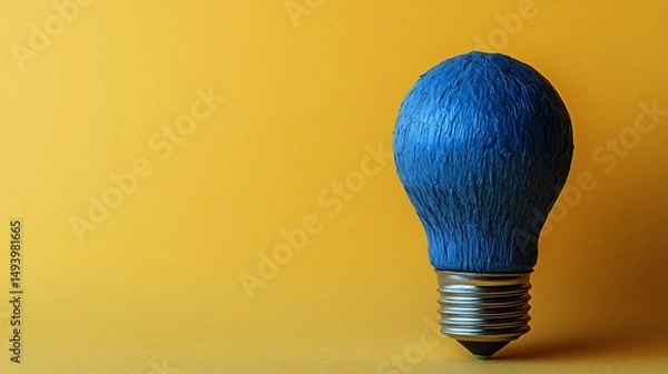 Fototapeta Illuminating idea on mustard background