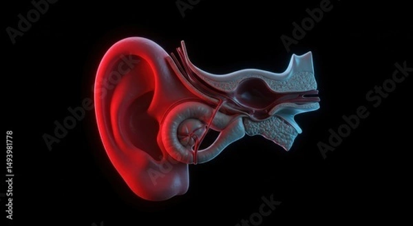 Fototapeta Detailed Cross-Section of the Human Ear Highlighting Internal Anatomy and Structures